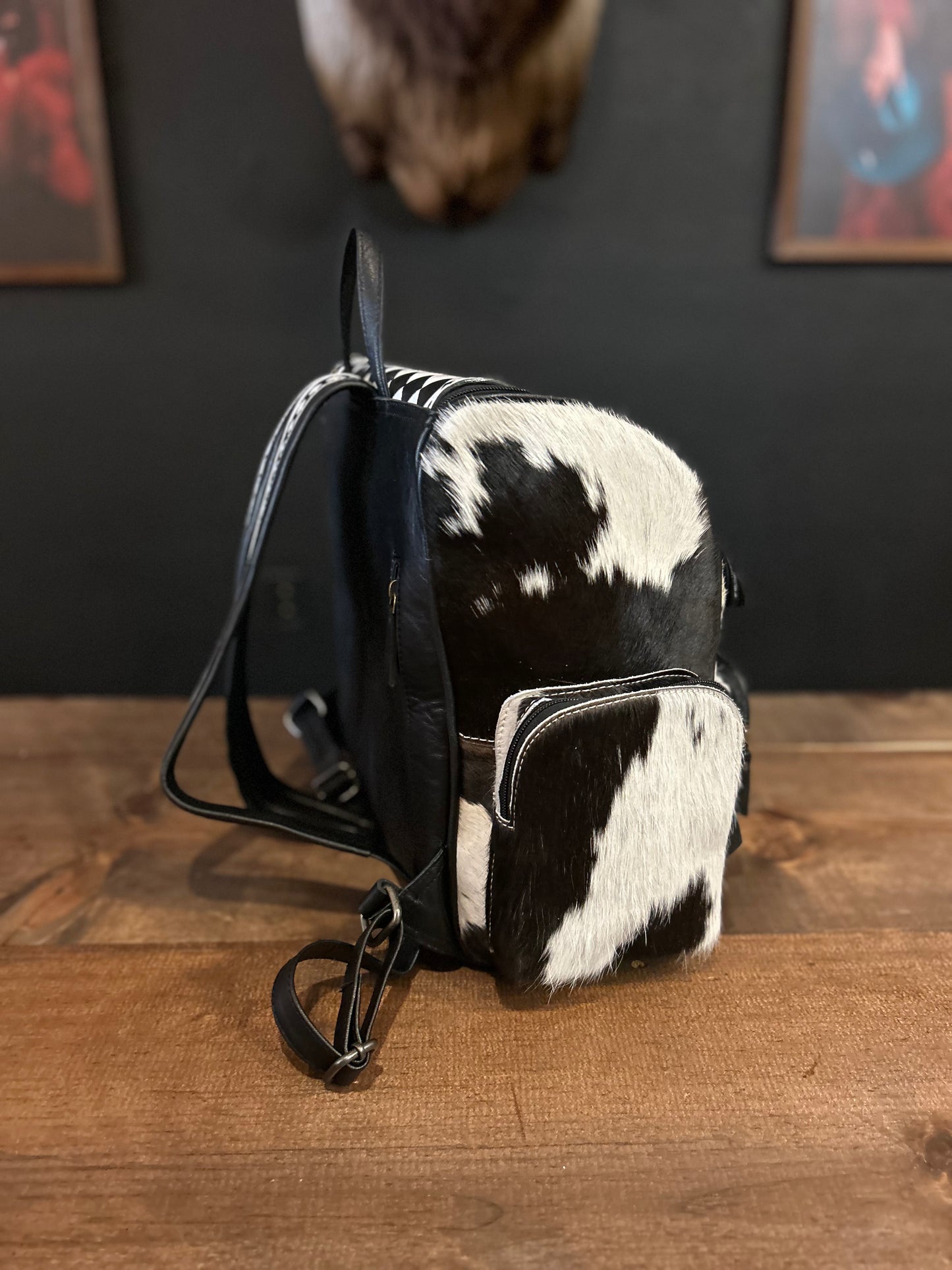 MAMA Checkered & Cowhide Backpack