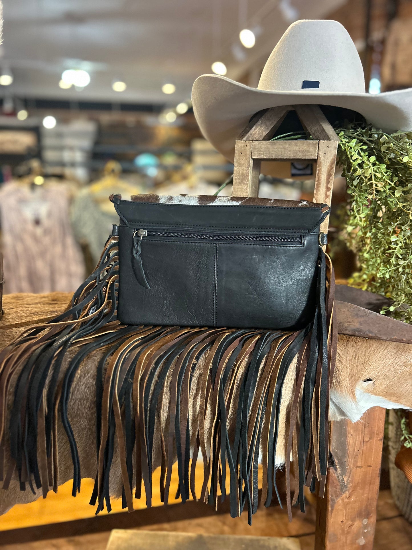 Cowhide & Braided Leather Crossbody