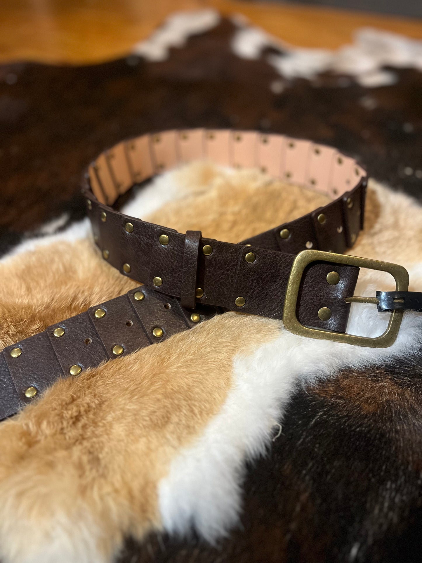 Brown Studded Statement Belt