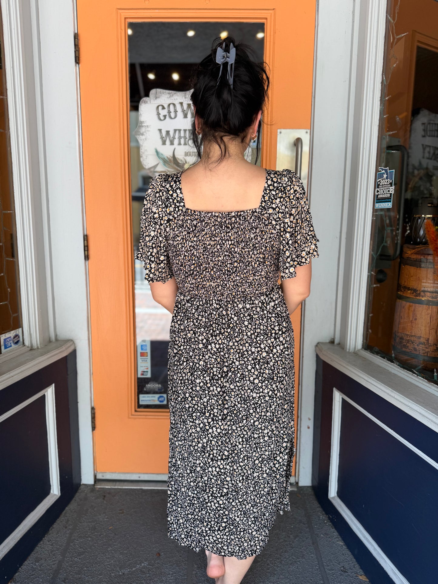 Daisy After Dark – Black Maxi Dress