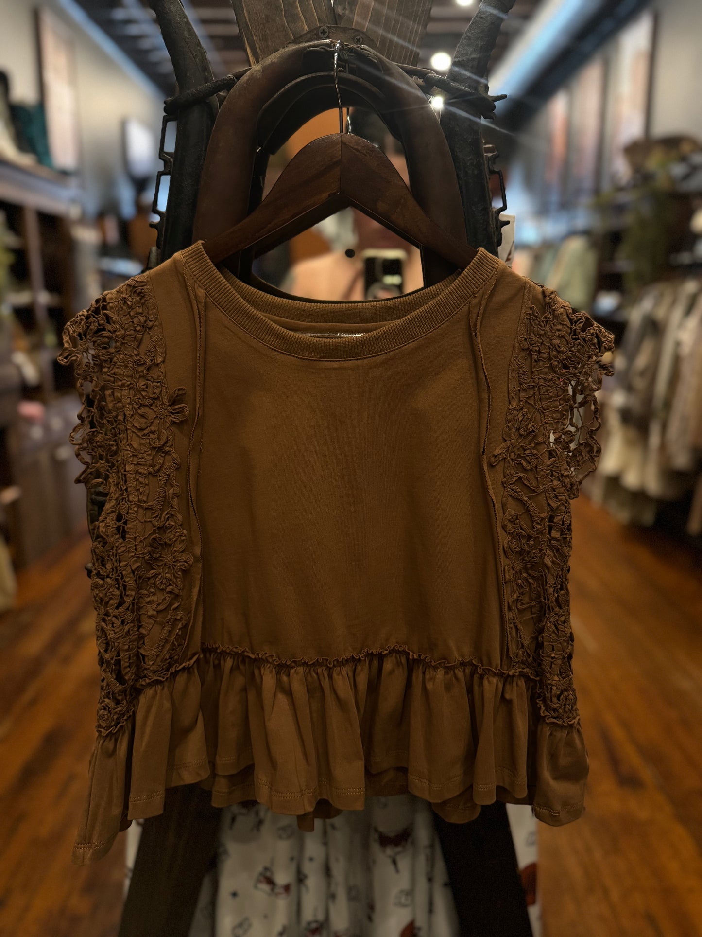Copper Blossom – Lace & Ruffle Top