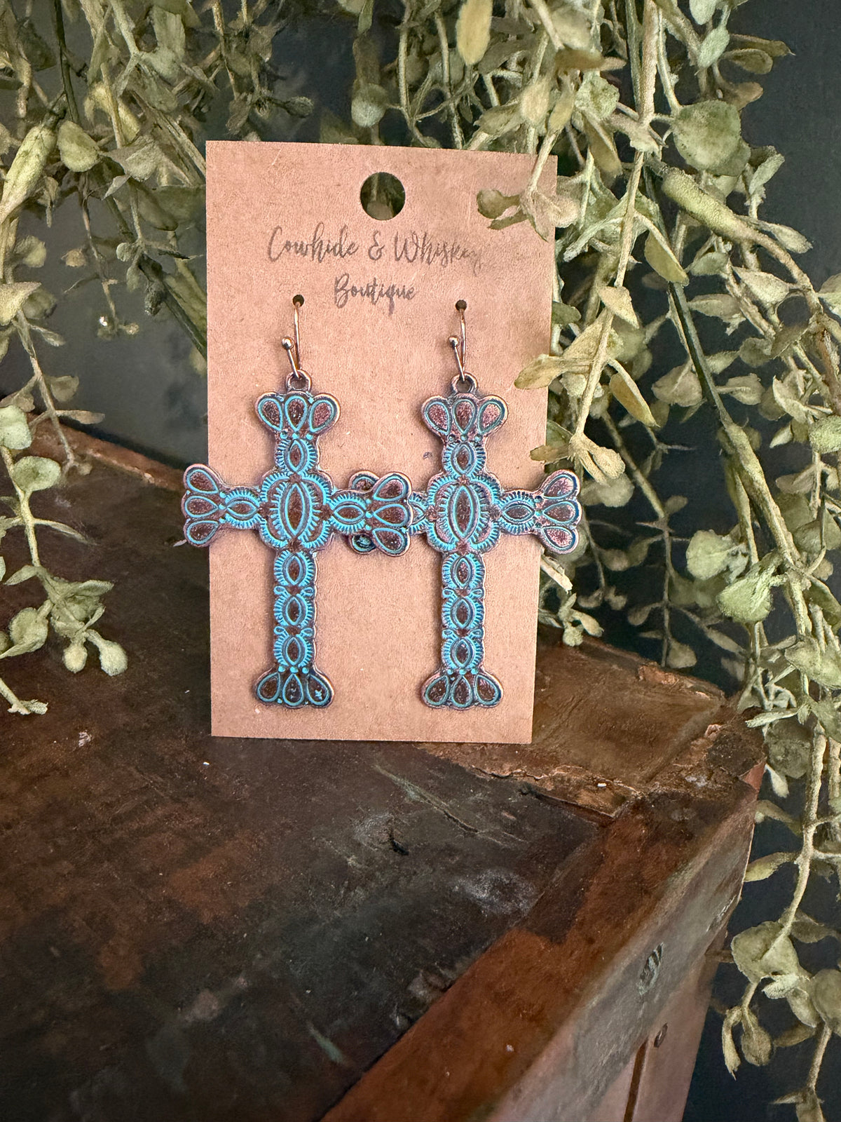 Patina Cross - Earrings