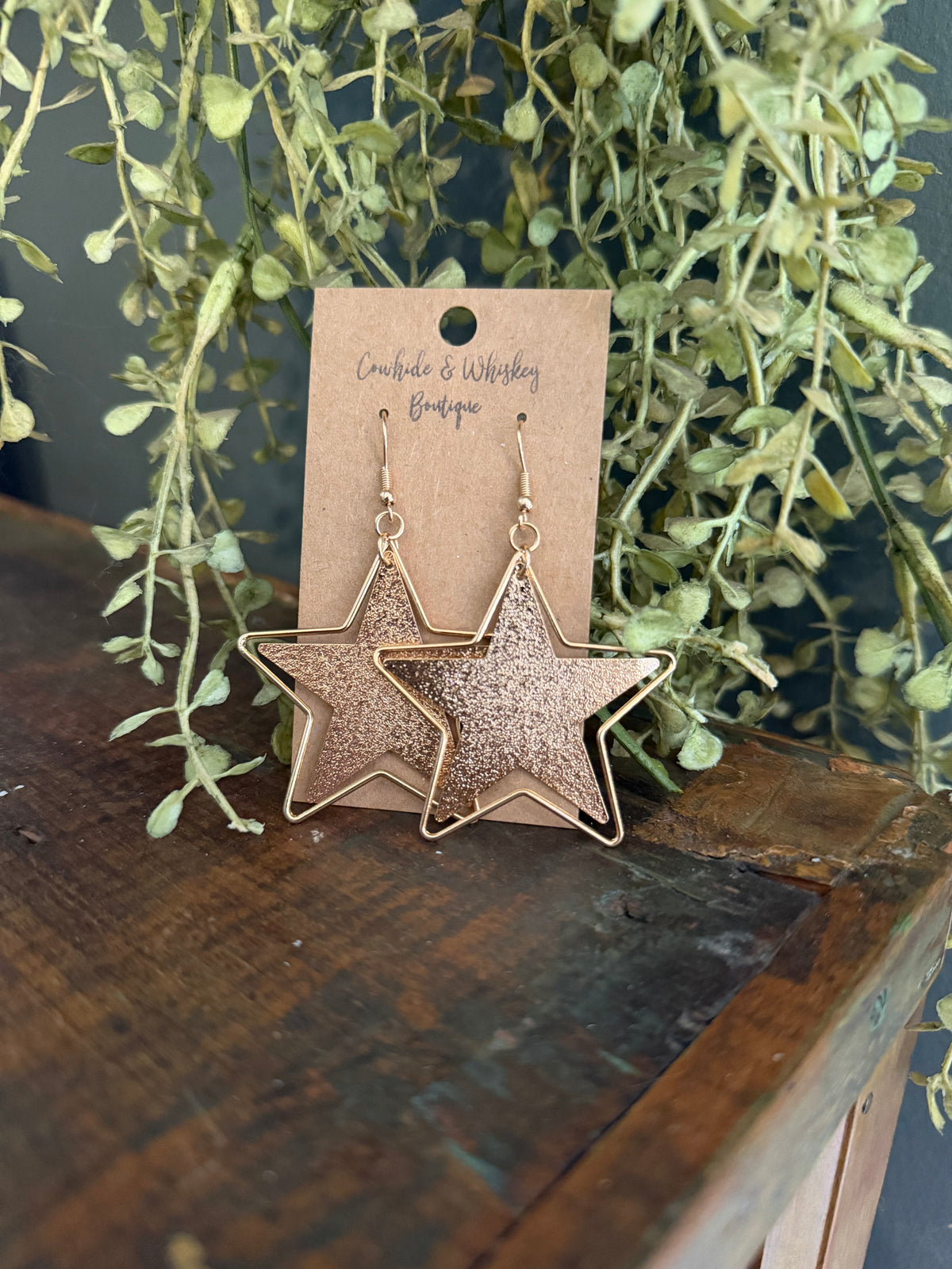Outlined Star - Gold Earrings