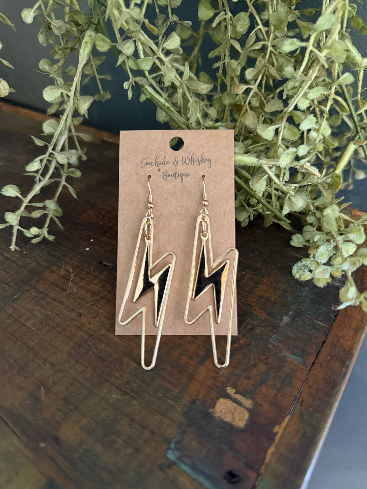 Outline Bolt - Gold Earrings
