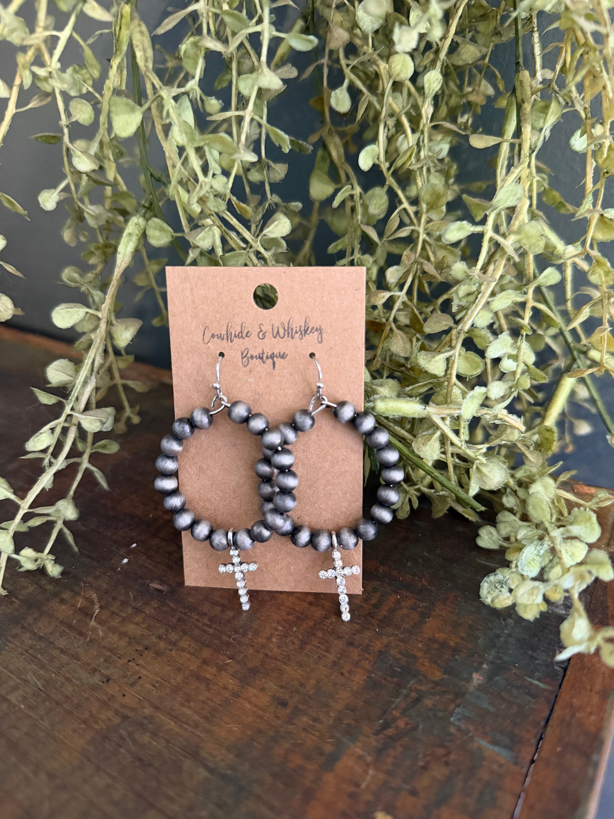 Cross Pearl Hoops - Earrings