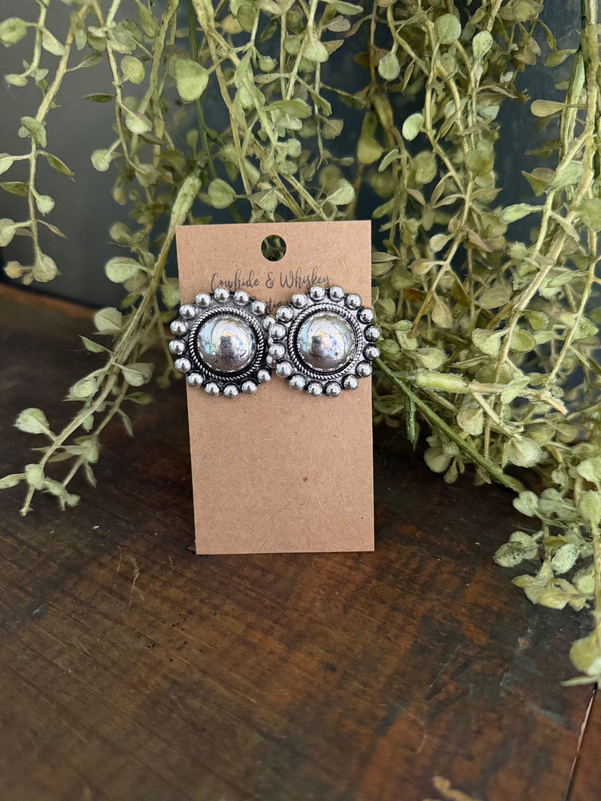 Silver Button - Earrings
