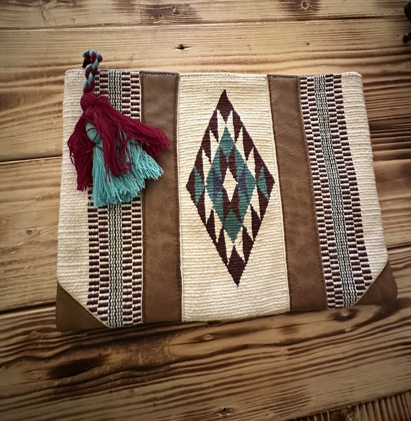 Rustic Aztec- Saddle Clutch Bag