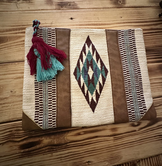 Rustic Aztec- Saddle Clutch Bag