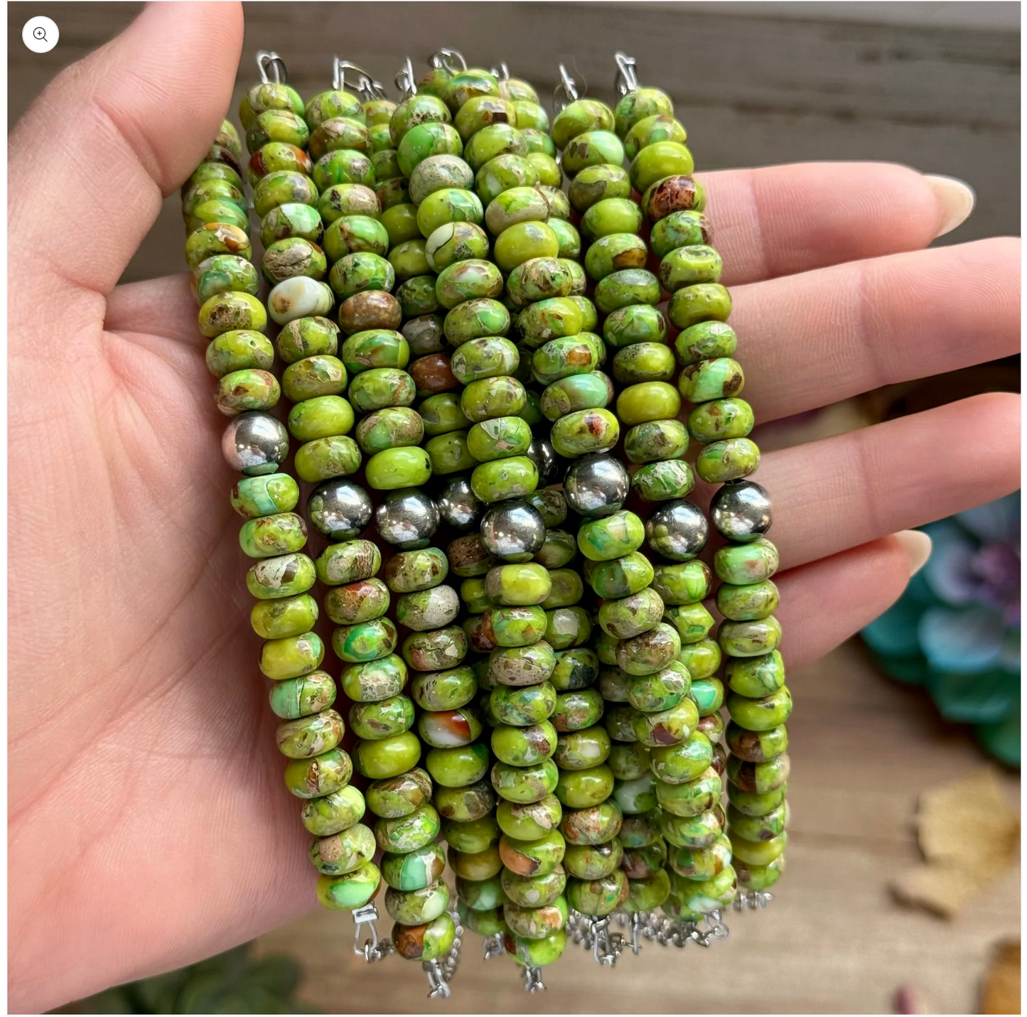 16” Green Variscite Paperclip Necklace – Sterling Silver Accent