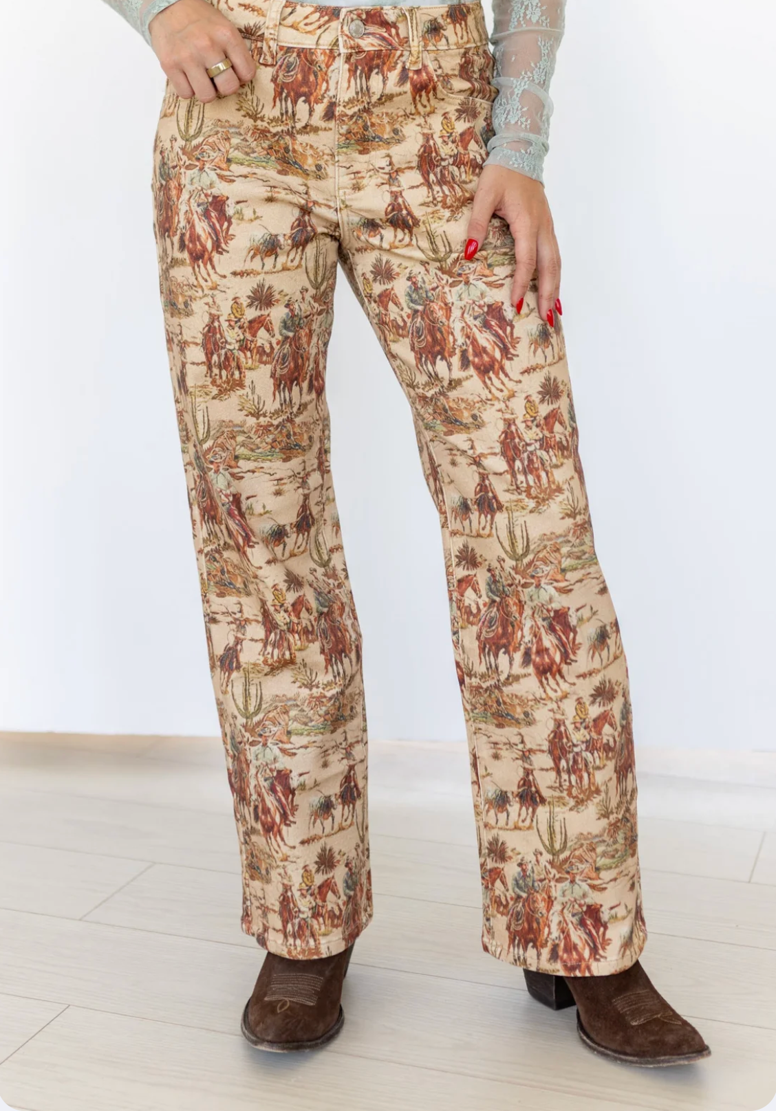 Rustic Riders - Tan Collage Jeans