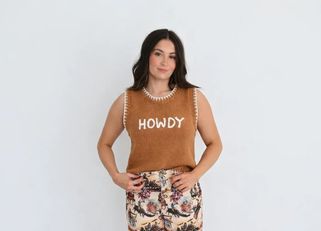 Howdy Honey – Camel Knit Sweater Vest