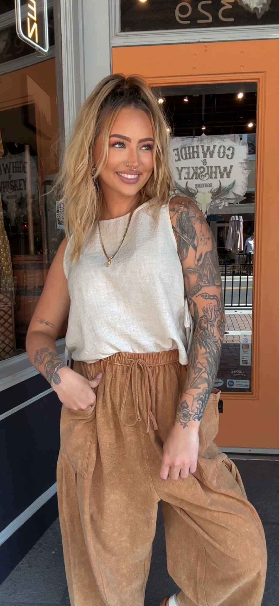 Rustling Leaves - Rust Acid Wash Pants