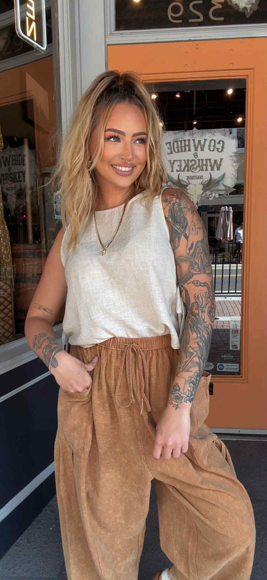 Rustling Leaves - Rust Acid Wash Pants