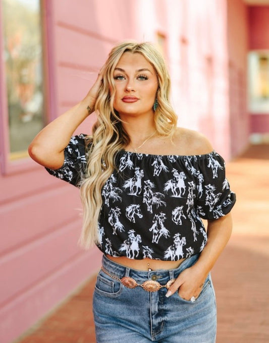 Riding Free - Black Off Shoulder Top