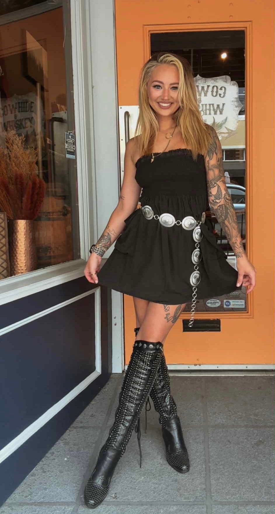 Smokin' Coal - Black Acid Wash Mini Dress