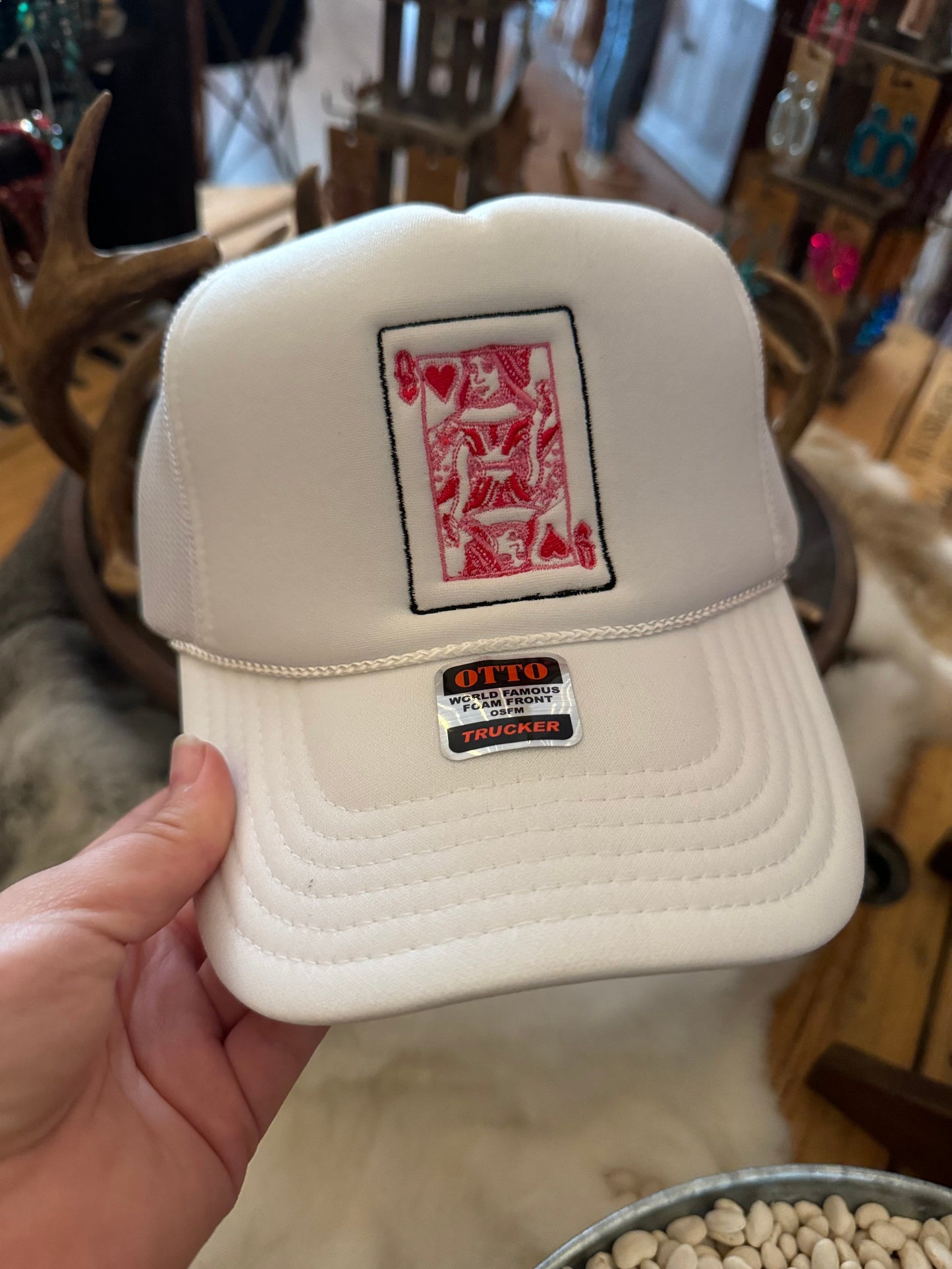 Queen of Hearts - White Trucker Hat