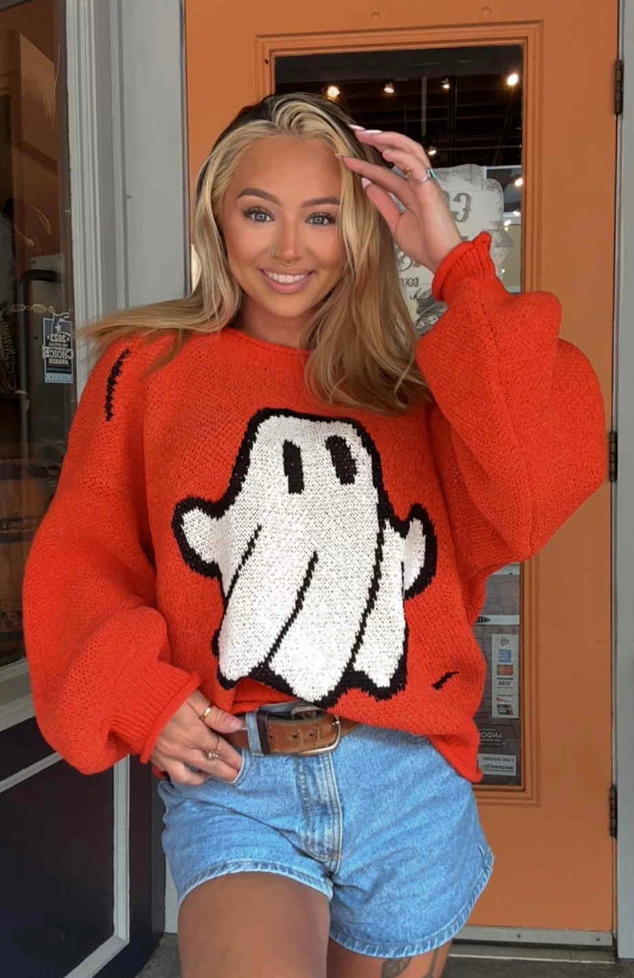 Cozy Ghost - Orange Sweater