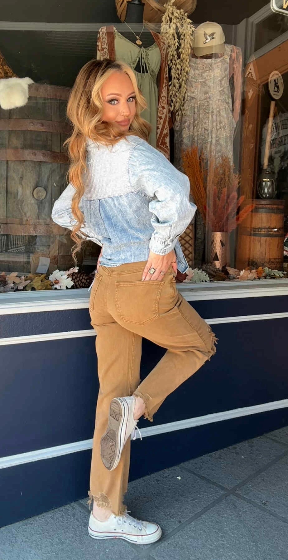 Western Line Up - Denim Button Down Top