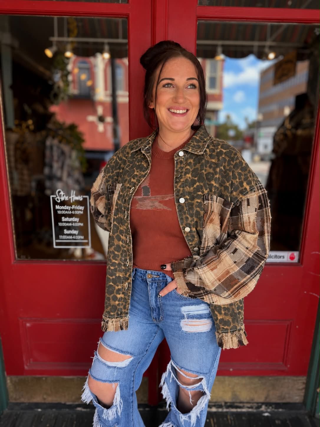 Worn Wild – Leopard & Plaid Distressed Shacket