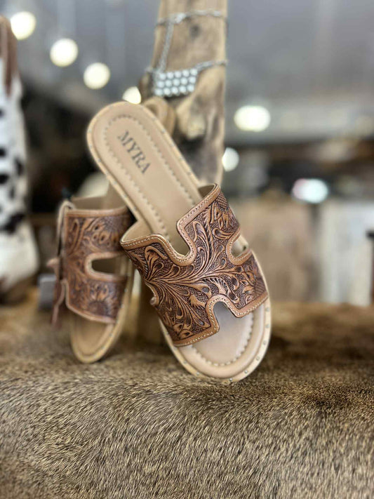 Carmina Tooled Leather Sandals