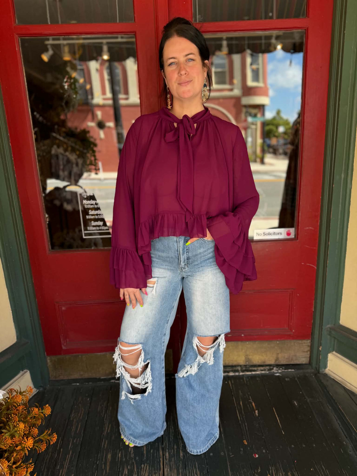 Tied in Romance – Dark Plum Blouse