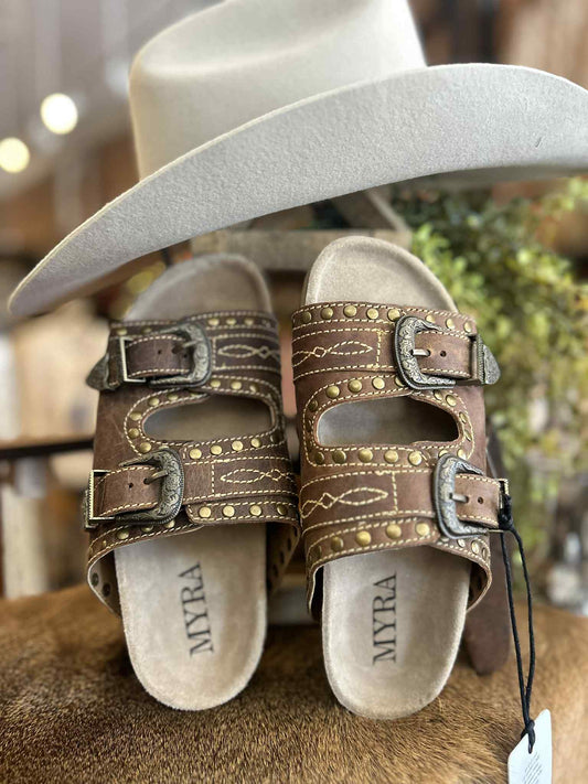 Rugged Stud - Brown Sandals