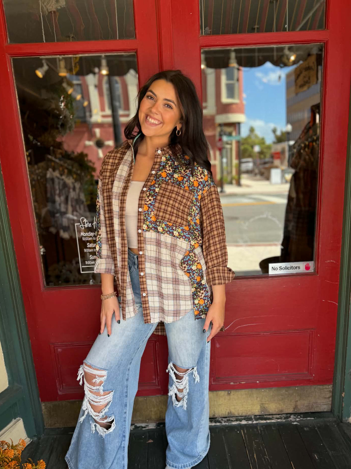 Briarwood Bloom – Brown Plaid & Floral Button-Up