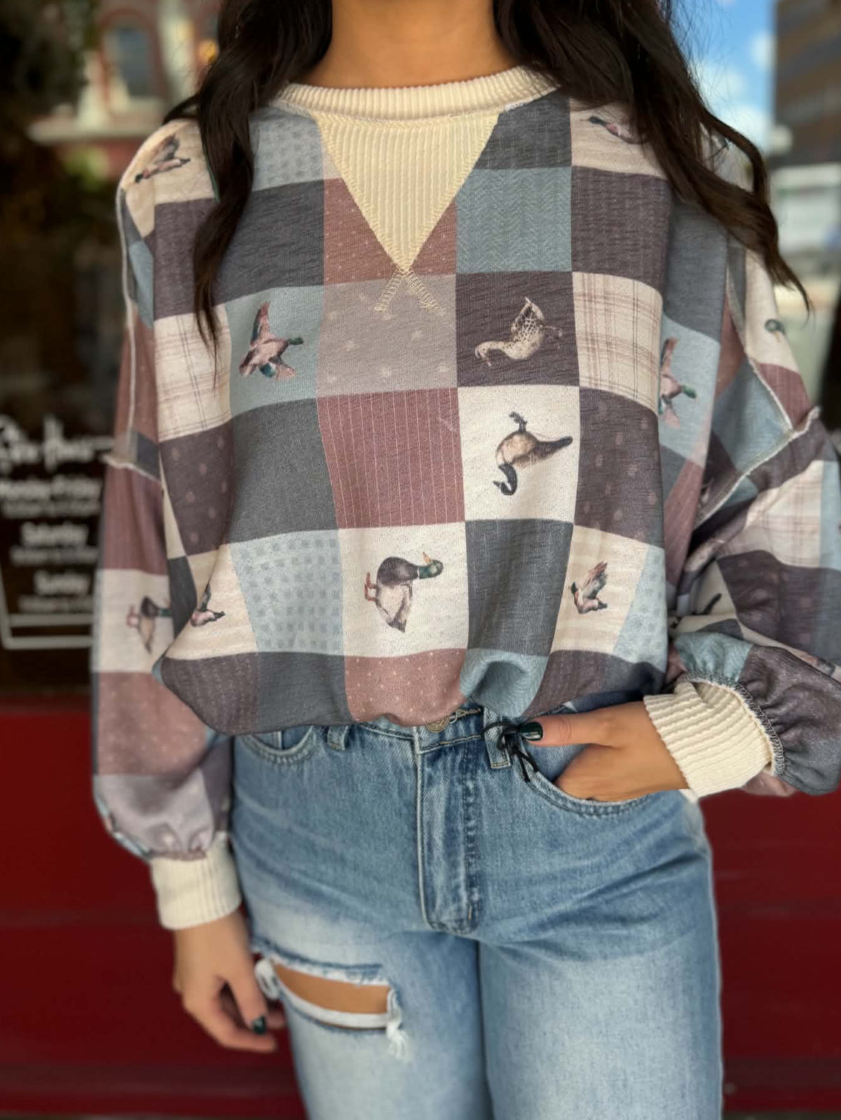 Mallard Patchwork – Cream Sweatshirt