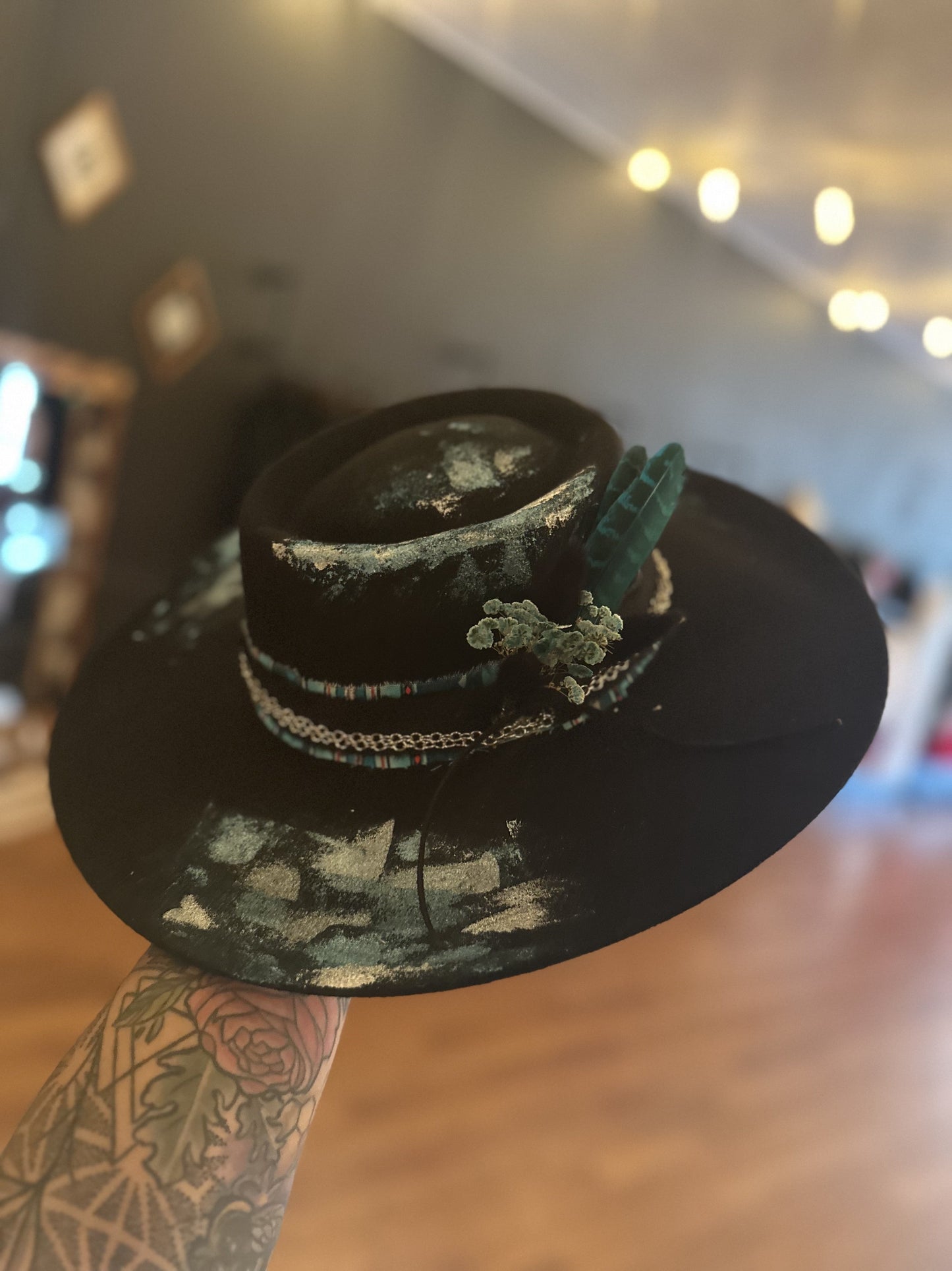 Twisted Turquoise- Black Custom Fedora