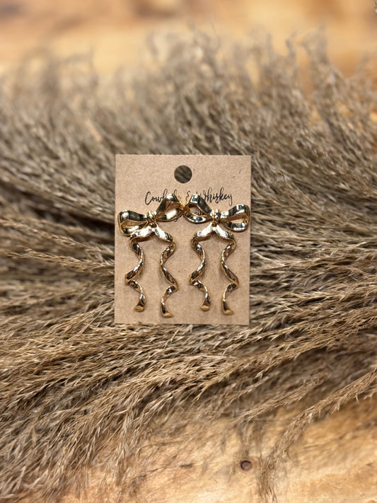 Curl Bow - Gold Earrings