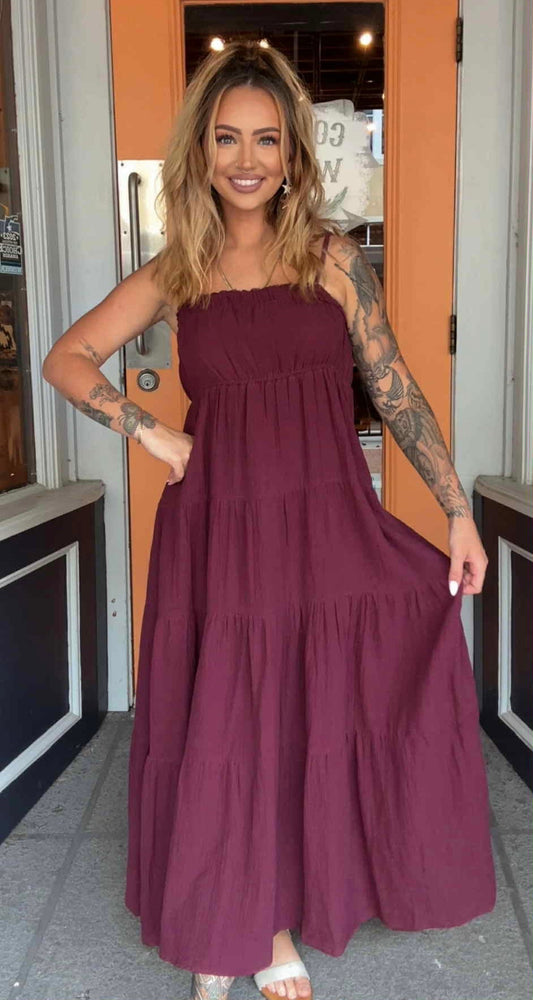 Sundown Merlot - Plum Maxi Dress