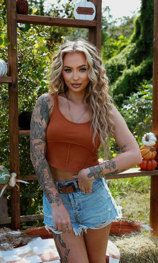 Basic Corset Tank - Chestnut Brown