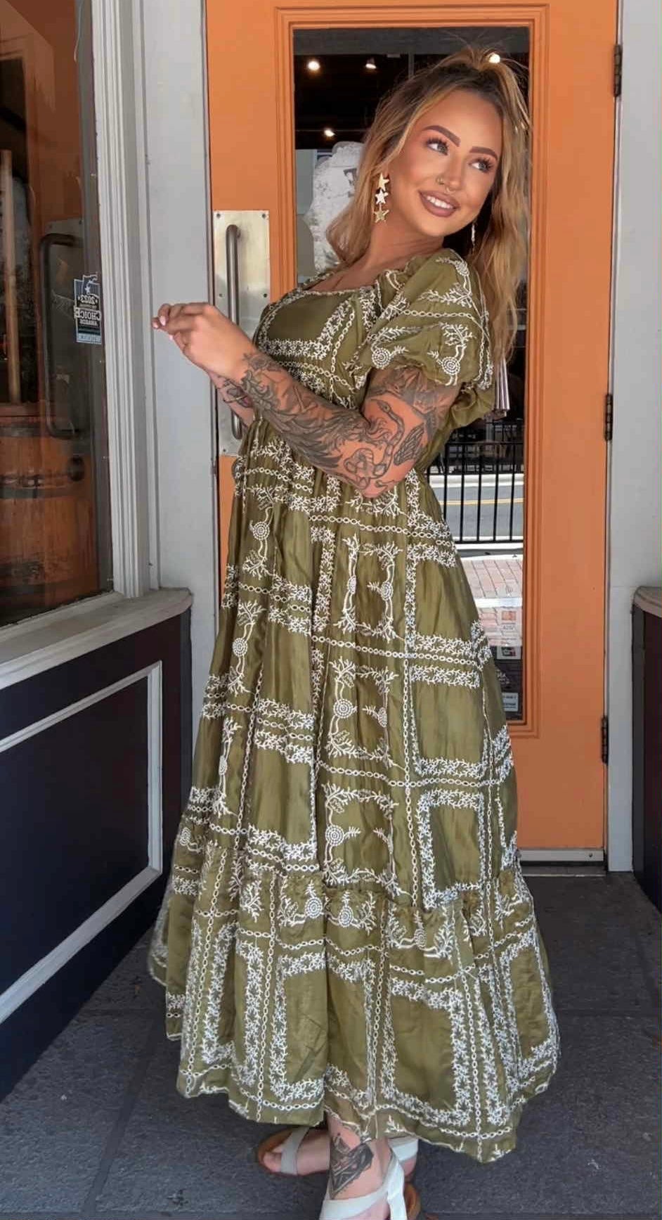 Olive Harvest - Olive Midi Dress