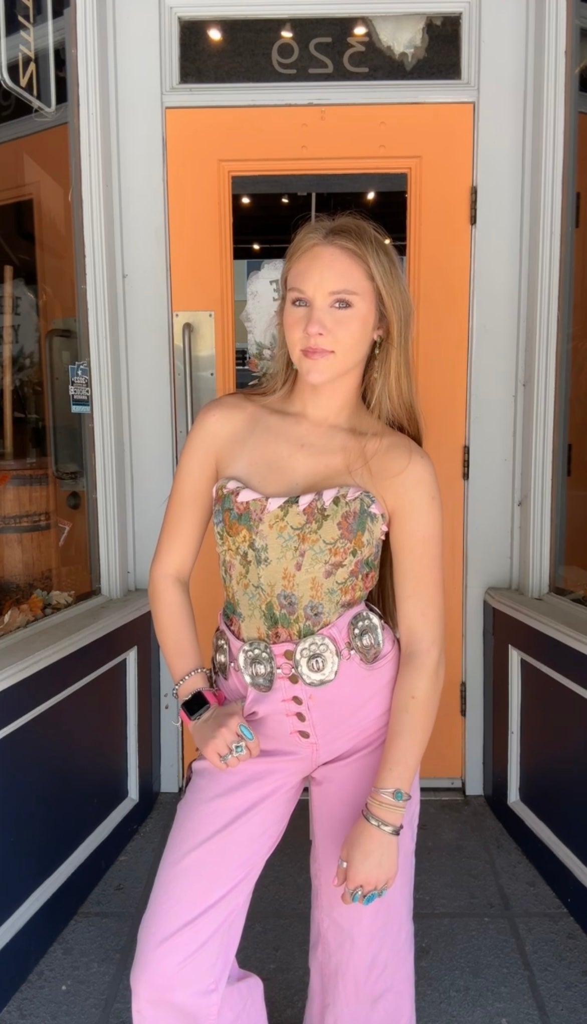 Antique Blush Petals - Floral Corset