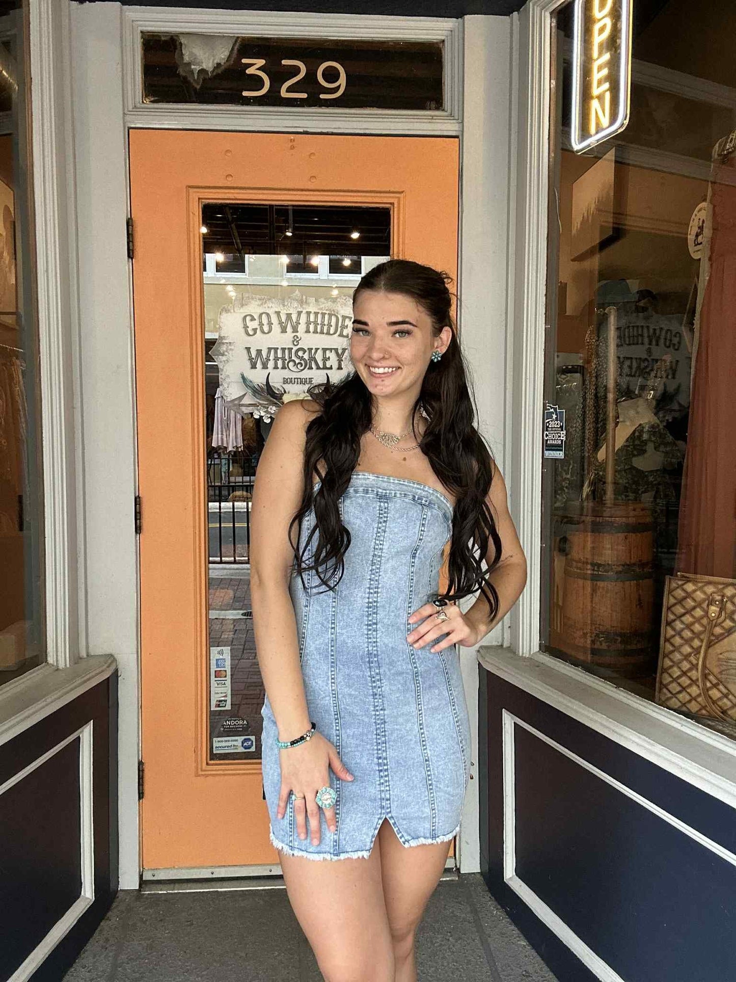 Cowgirl Curve - Denim Body-Con Dress