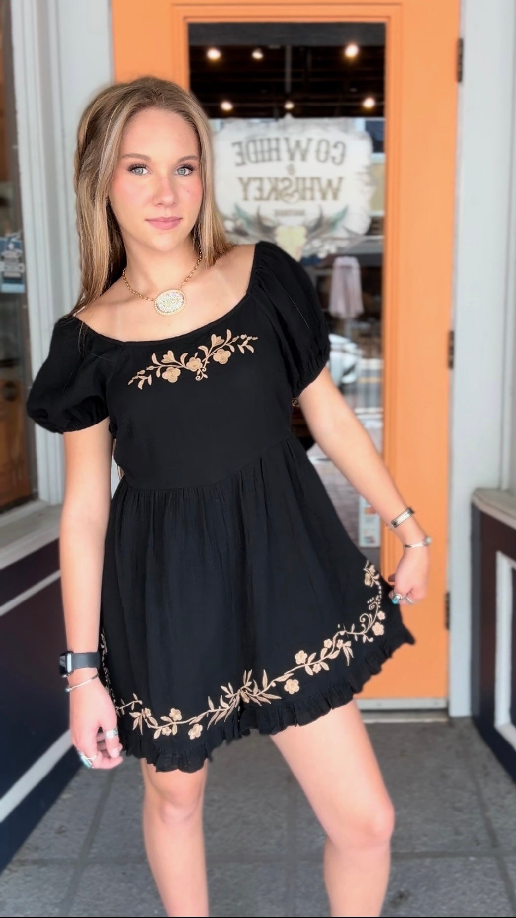 Camel Petals - Black Romper