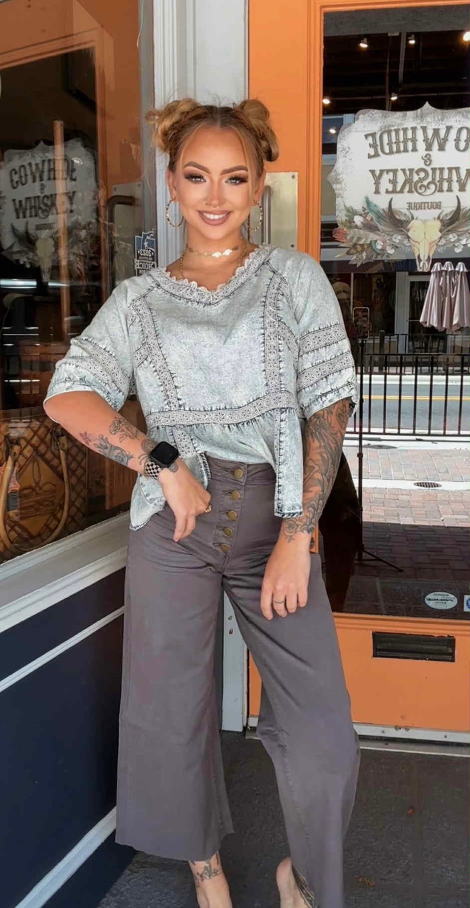 Chambray Charm - Denim Top