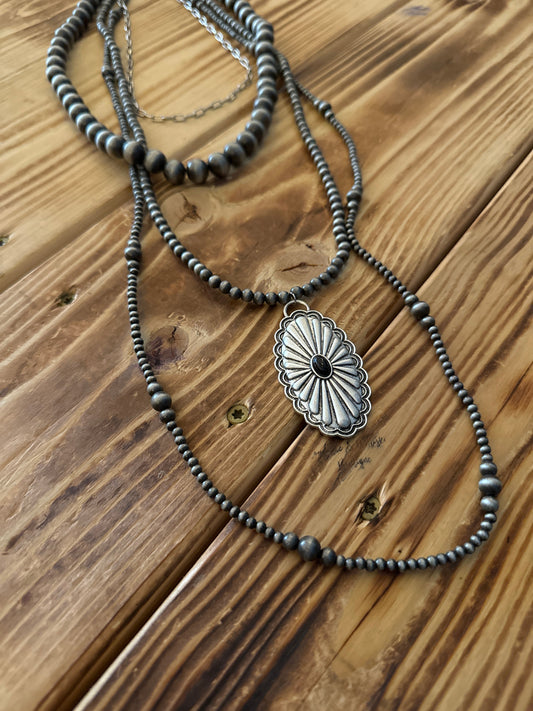 Black Mega Stack - Necklace