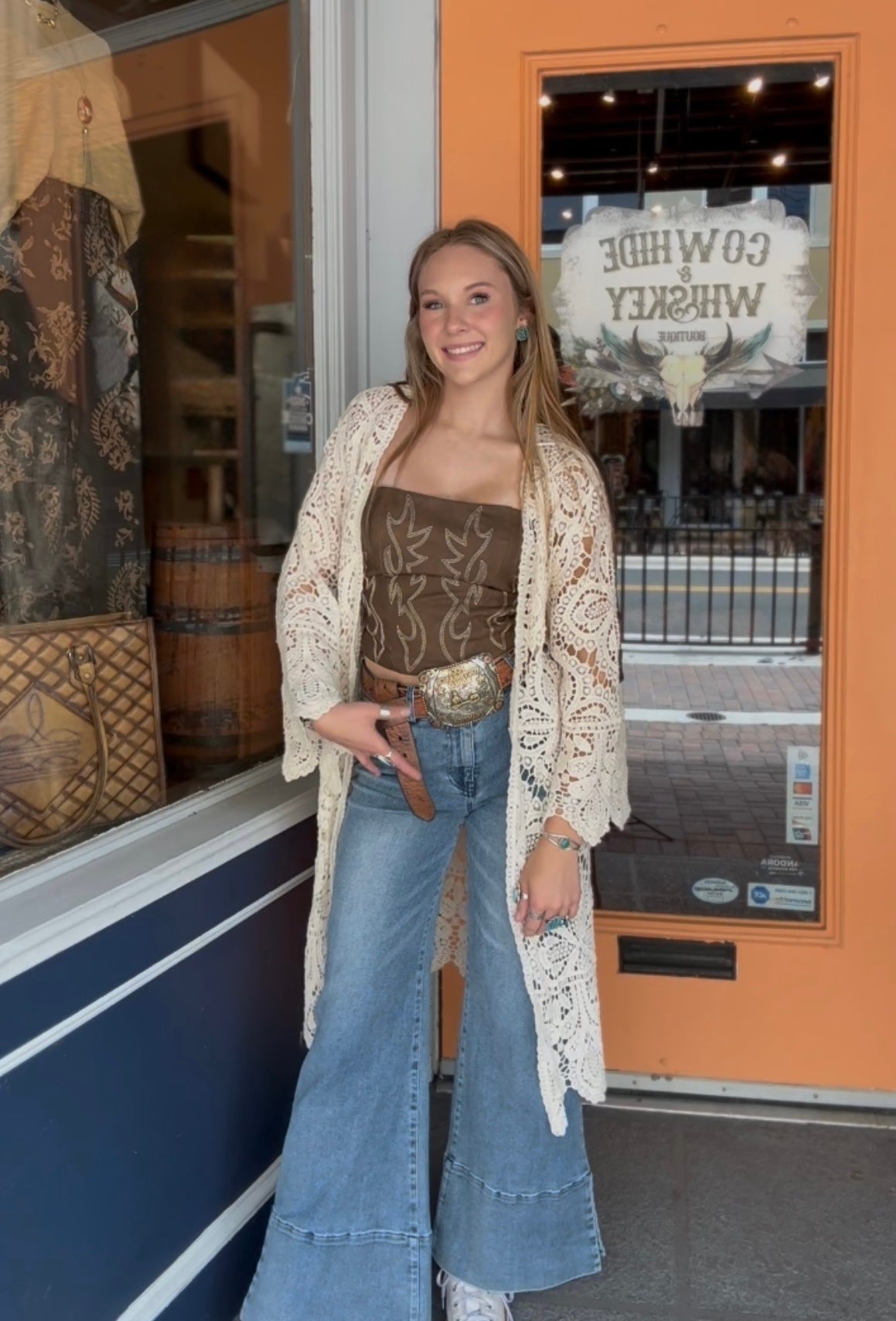 Earthbound Drift - Ivory Crochet Kimono