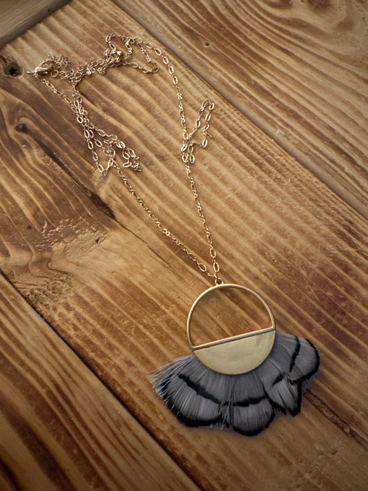 Grey Quail - Long Necklace