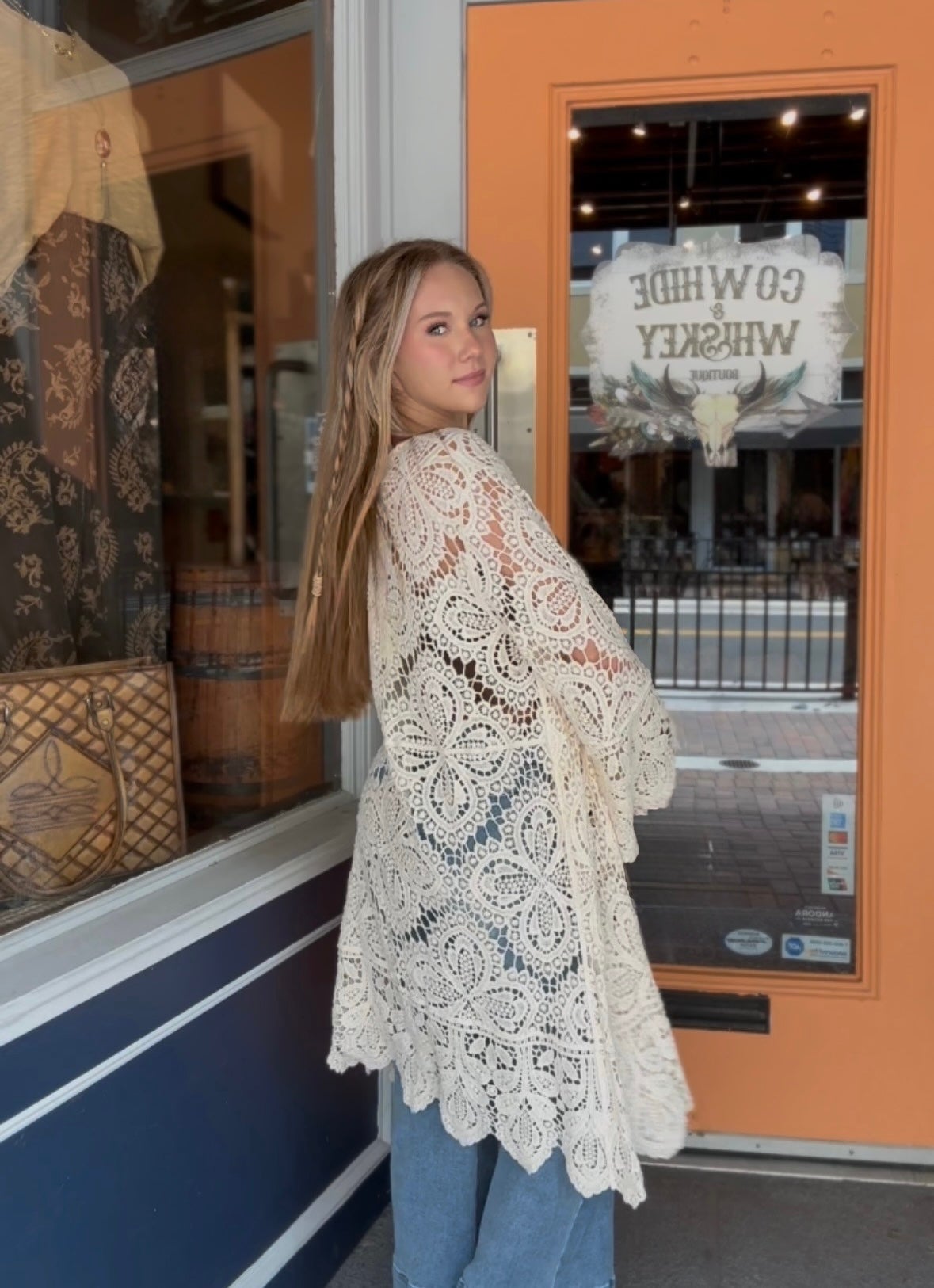 Earthbound Drift - Ivory Crochet Kimono