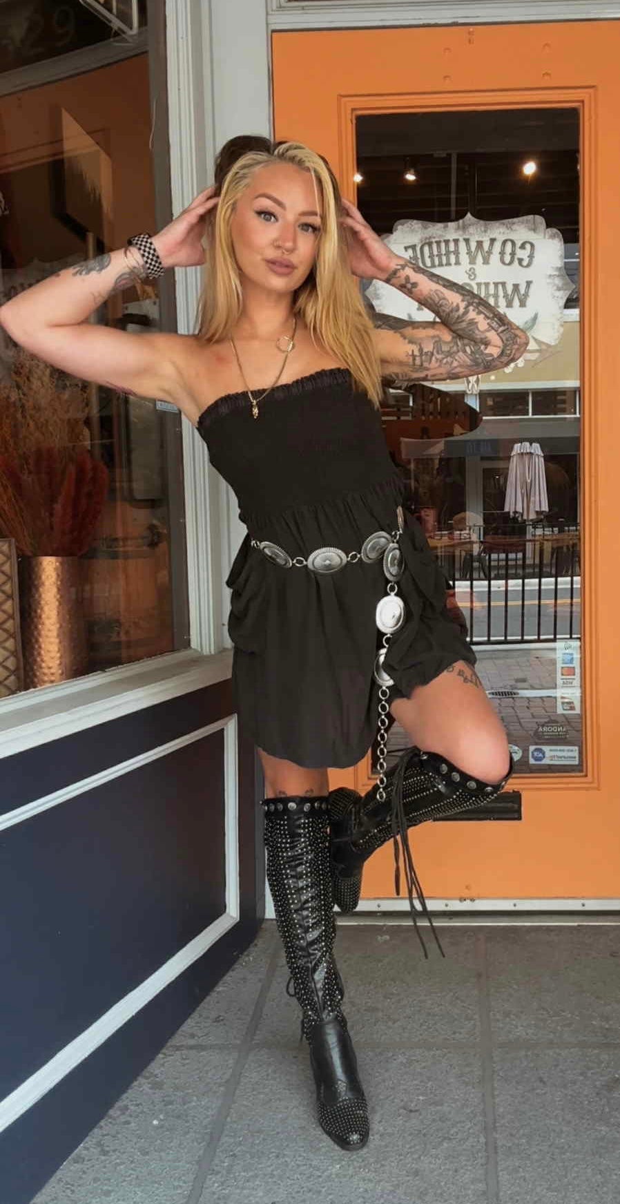 Smokin' Coal - Black Acid Wash Mini Dress