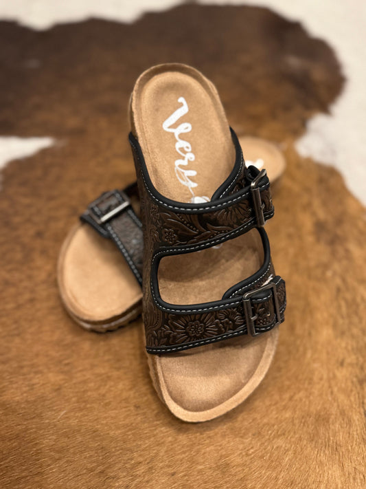 Saddle Trails - Tooled Memory Foam Sandals