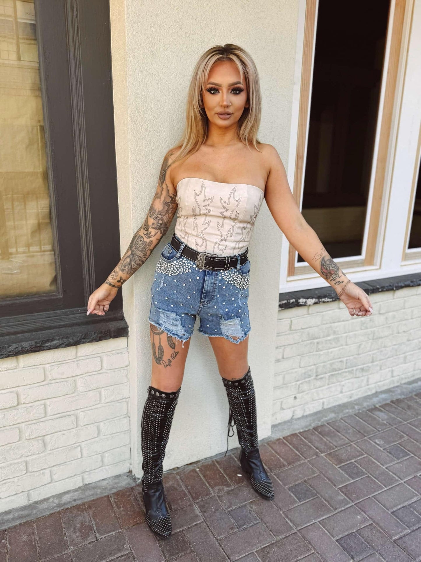 Boot Stitch Corset - Ivory Top