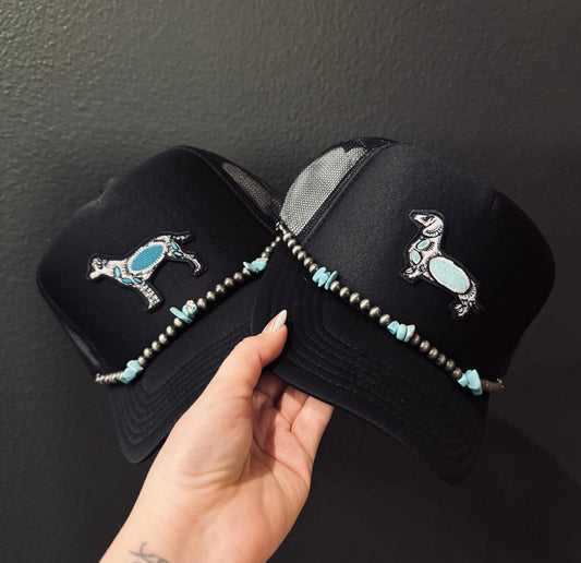Turquoise Pups - Black Trucker Hat