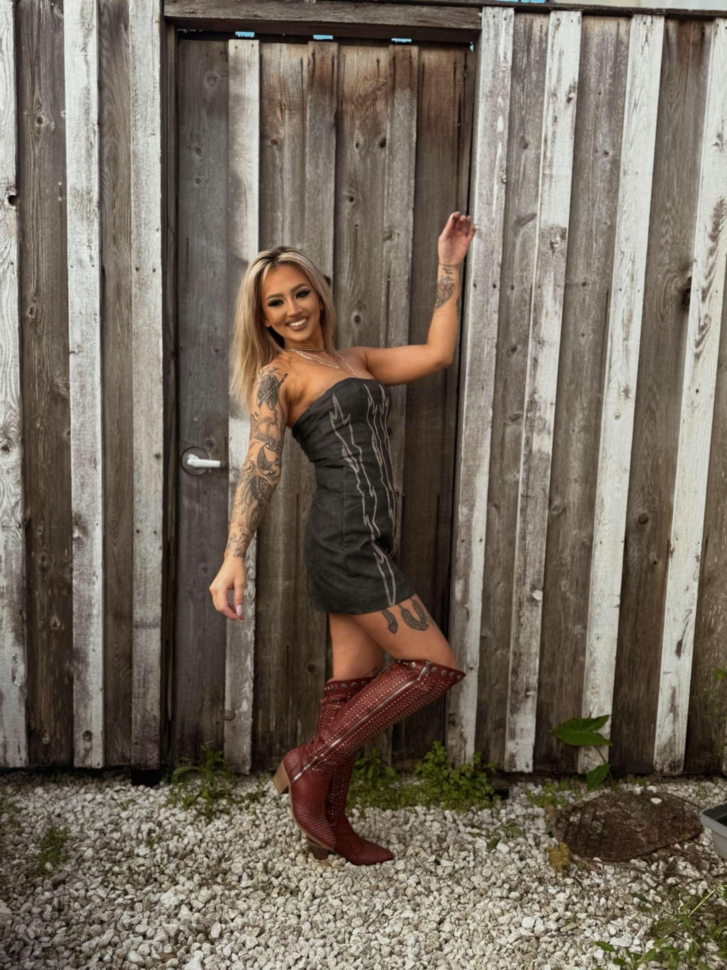 Boot Stitch Babe - Black Dress