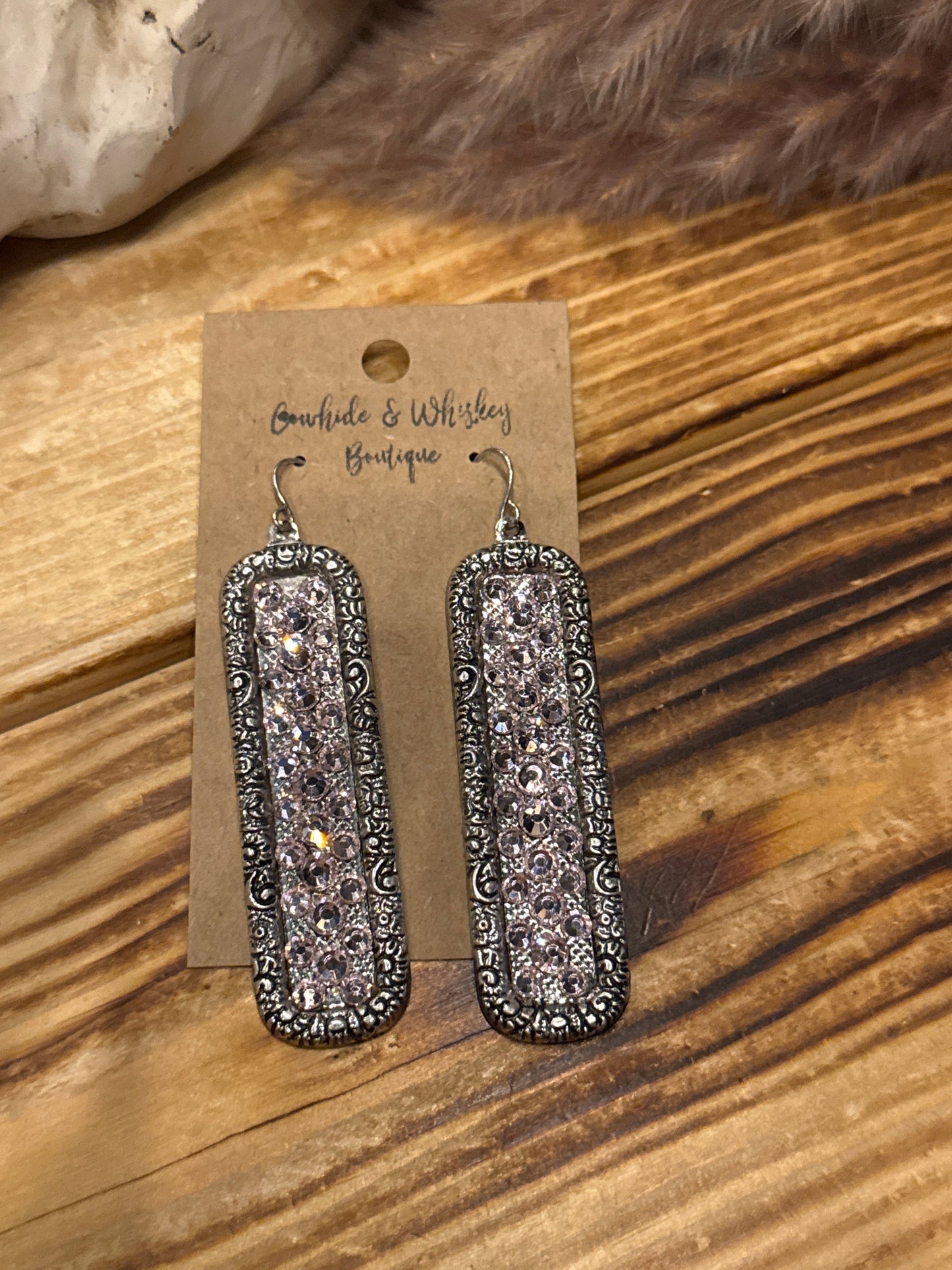 Baby Pink Bling Bars - Earrings