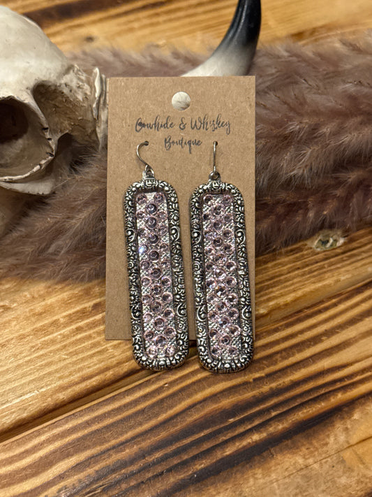 Baby Pink Bling Bars - Earrings