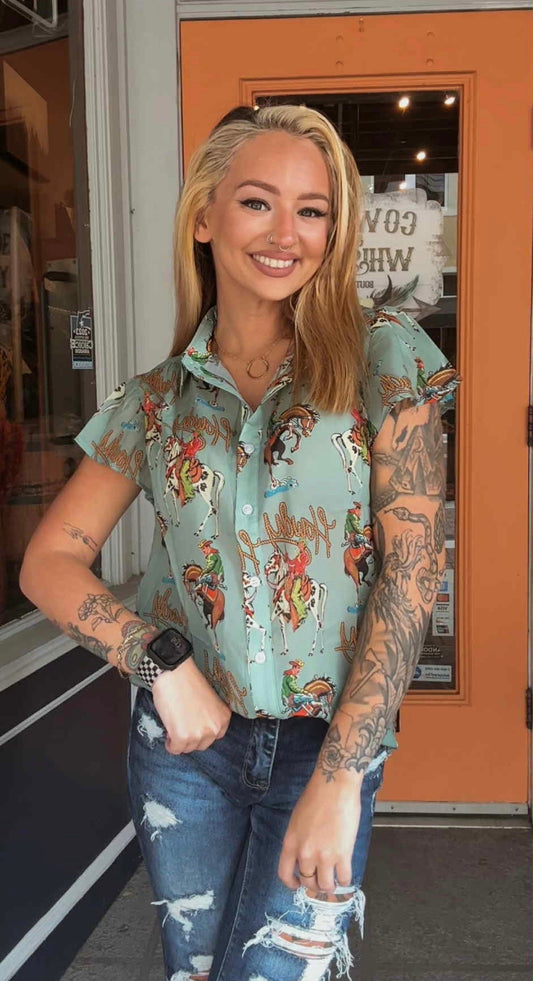 Vintage Howdy - Sage Top