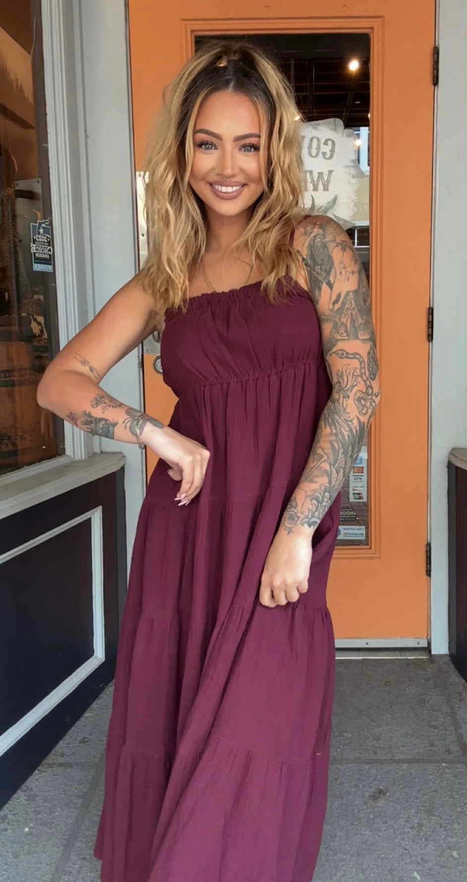 Sundown Merlot - Plum Maxi Dress